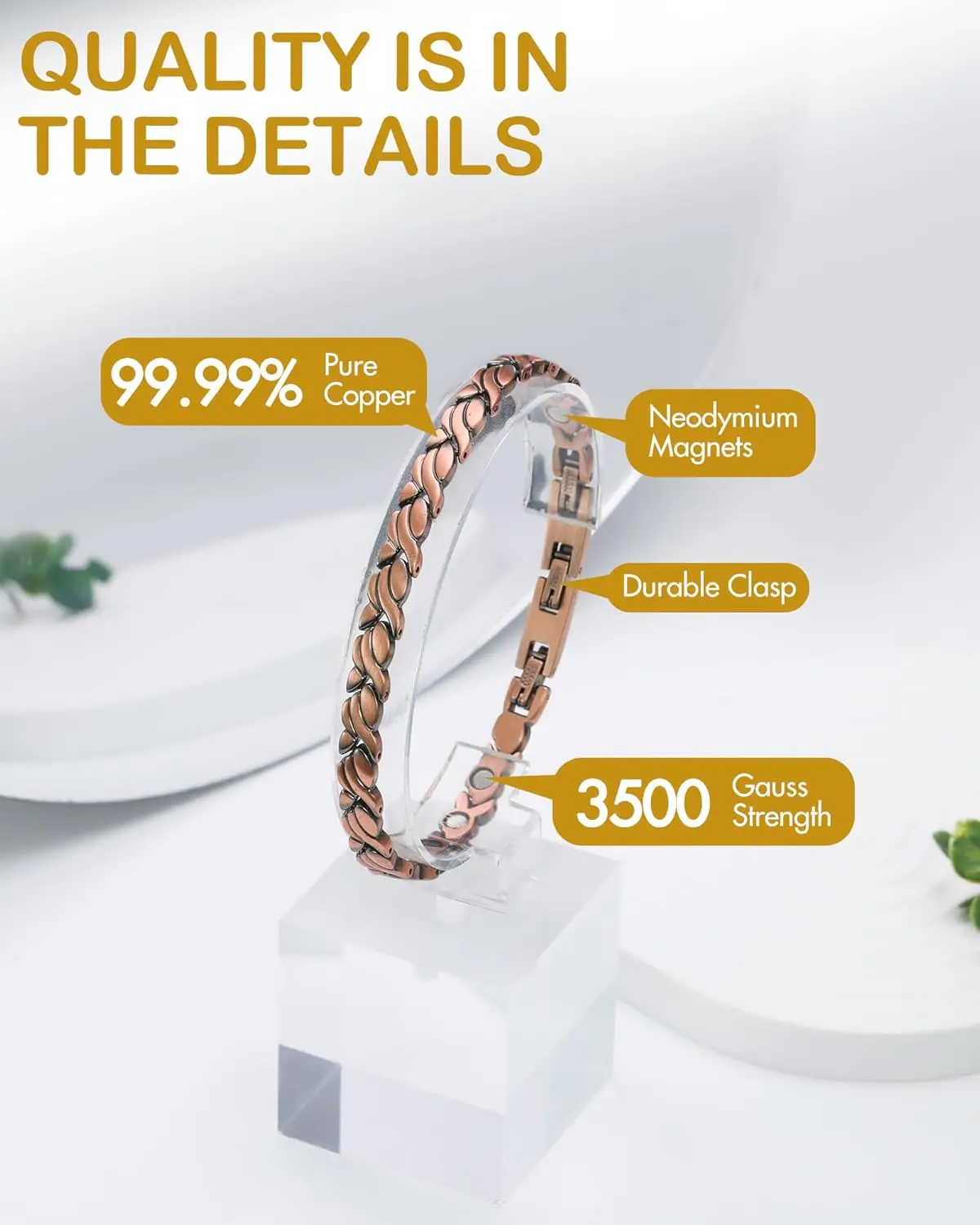 ARADOO Pulsera magnética de co - Health Wellness Bracelet reseña y precio