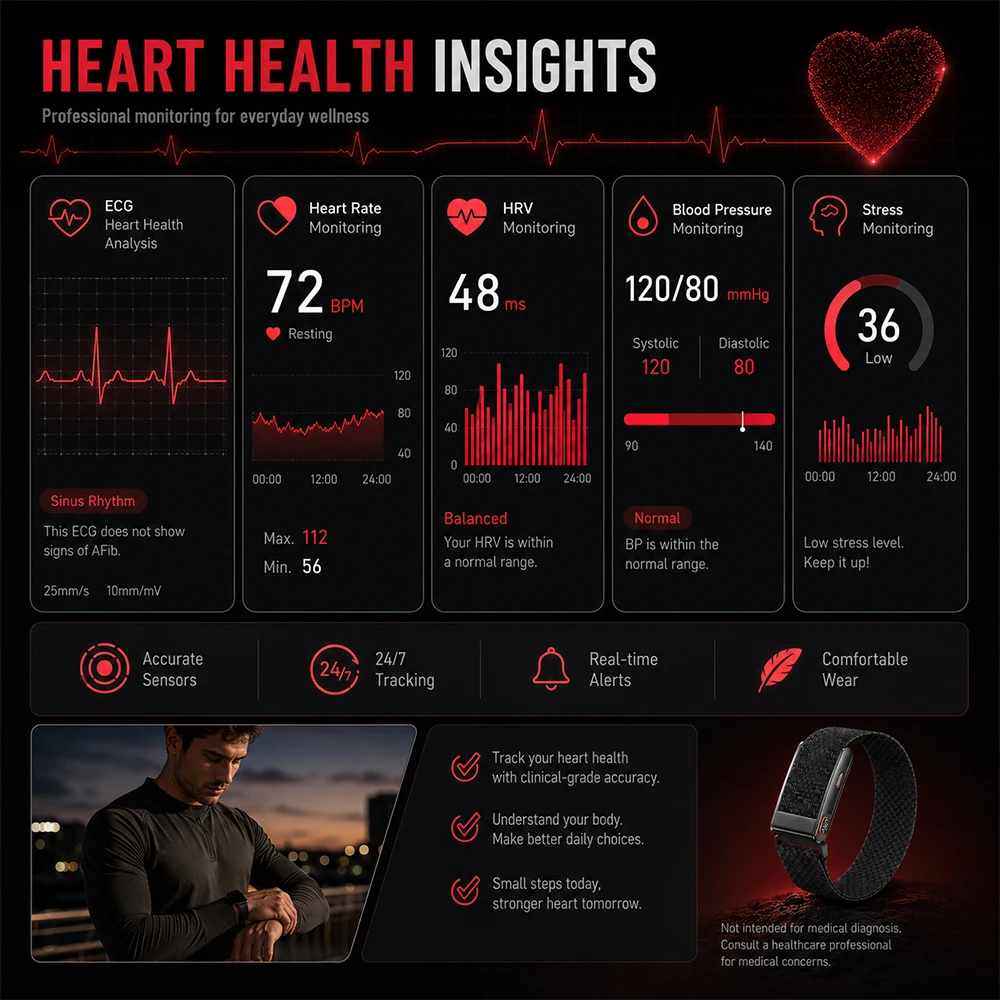 Pulsera inteligente para el co - Health Wellness Bracelet reseña y precio